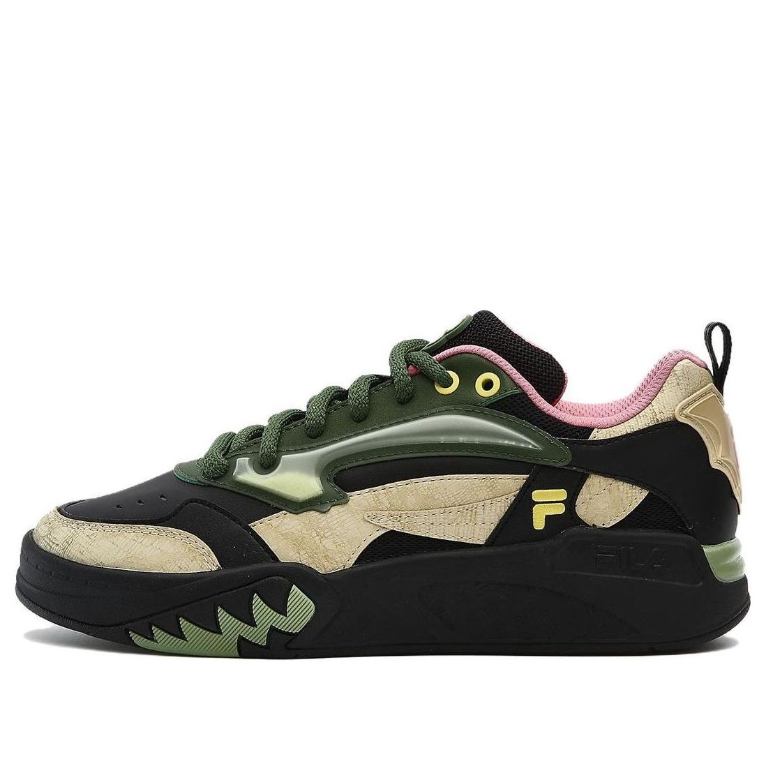 (WMNS) FILA FUSION Desperado Low Top Skate Shoes 'Black Green Beige' T12W333203FBF