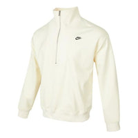 Men's Nike Casual Logo Printing Half Zipper High Collar Pullover Autumn White DQ4238-113