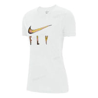 (WMNS) Nike Logo Printing Round Neck Pullover Short Sleeve White T-Shirt DN3049-100