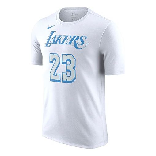 Nike NBA Los Angeles Lakers LeBron James Printing Round Neck Short Sleeve White CT9427-103