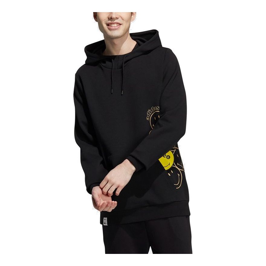 Men's adidas neo x SMILEY Smiling Face Crossover Casual Breathable Sports Black HE7955
