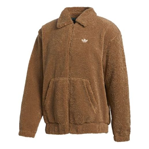 adidas originals Embroidered Logo lapel lamb's wool Sports Jacket Yellow GD3535