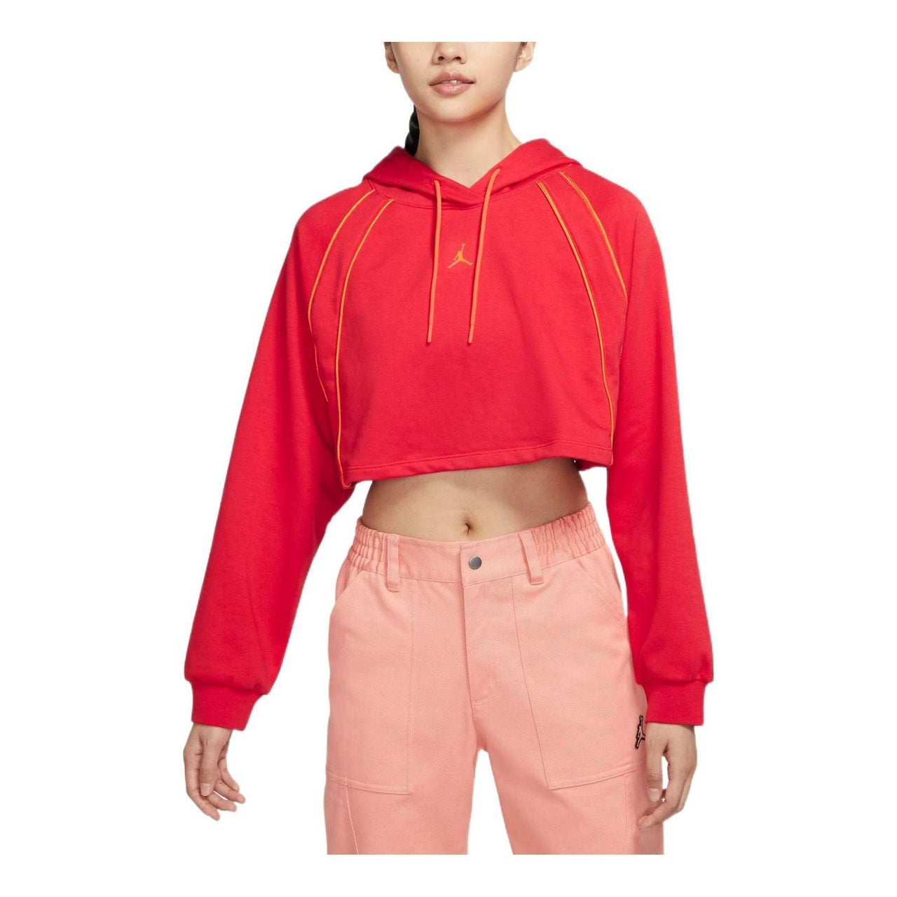 (WMNS) Air Jordan Crop Pullover Fleece Hoodie 'Red' DQ4391-612