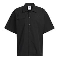 adidas originals Speed Ss Shirt Smiling Face Pattern Embroidered Solid Color Short Sleeve Couple Style Black HU1238