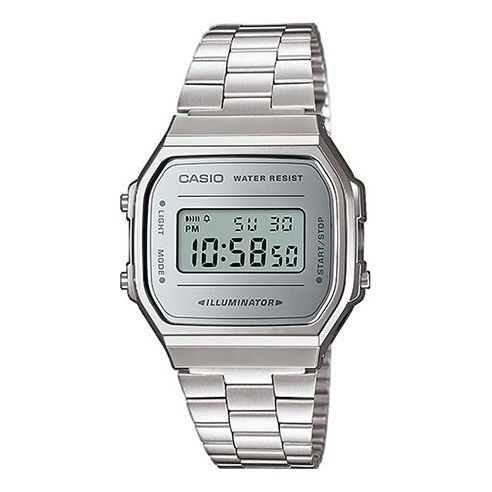 CASIO Waterproof Mens SilverWhite Digital A168WEM-7