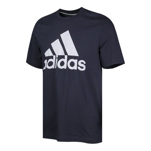 adidas Large logo Round Neck Short Sleeve Navy Blue DT9932