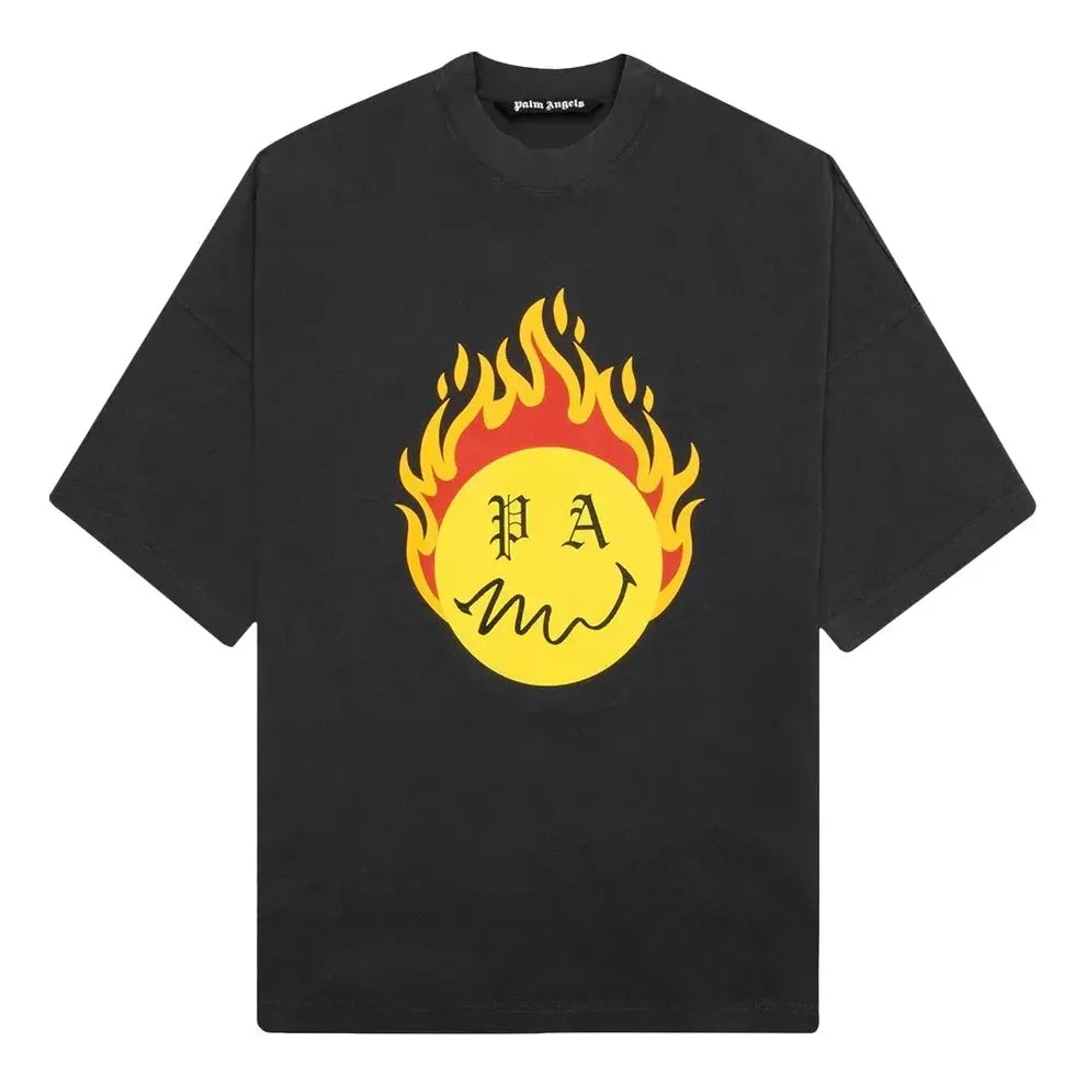 Palm Angels SS21 Burning Head Loose T-Shirt 'Black Yellow' PMAA041R21JER0011018