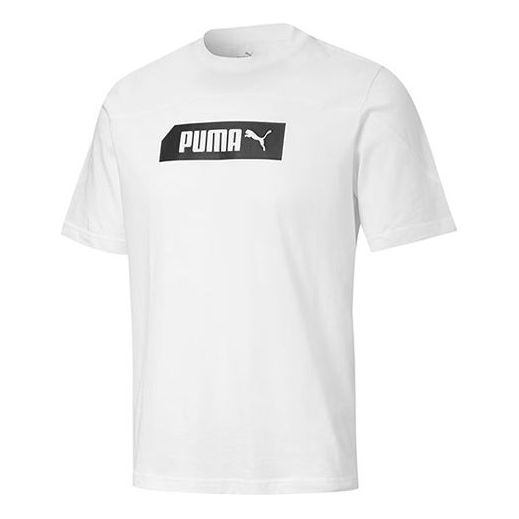PUMA Alphabet Logo Printing Round Neck Short Sleeve White 583864-52