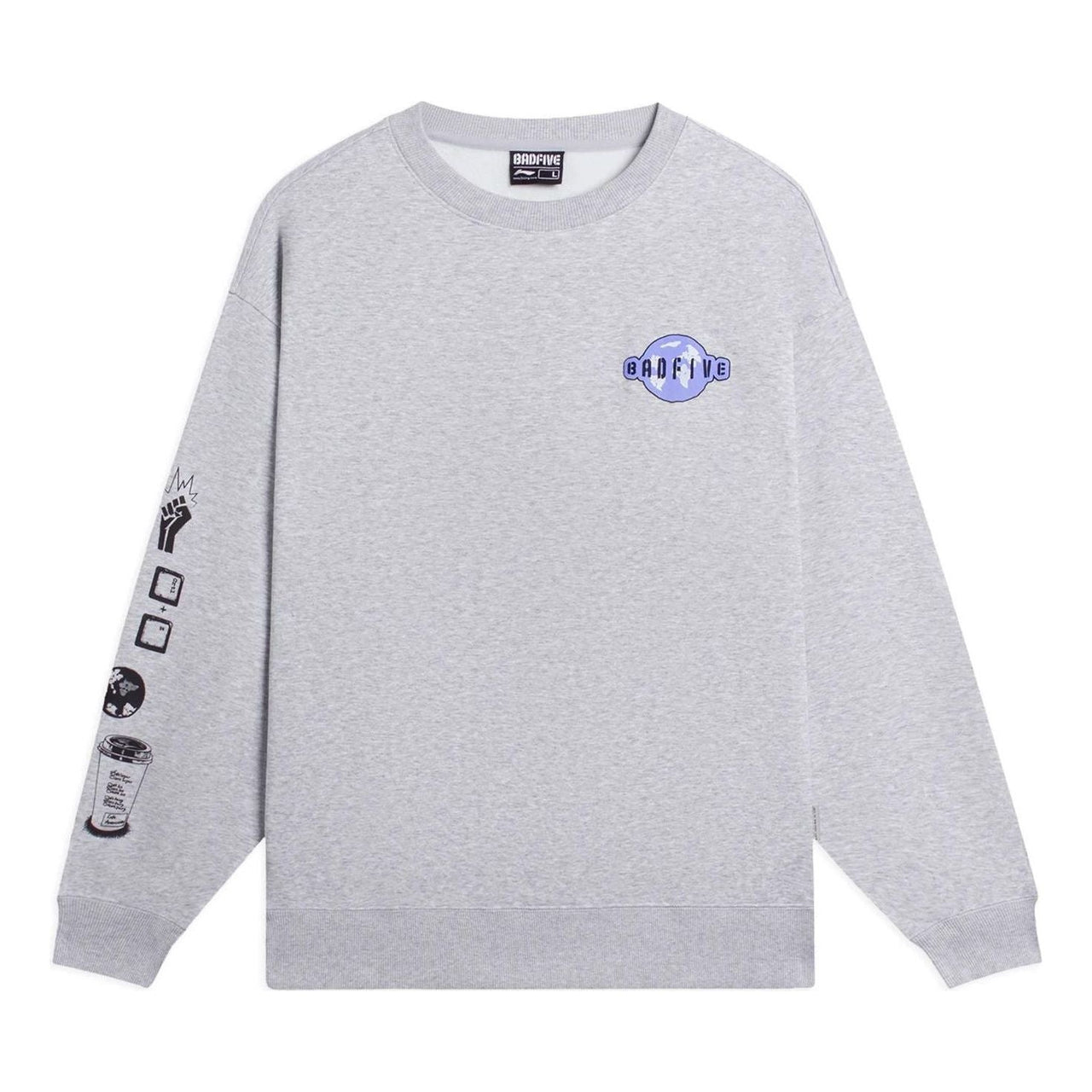 Li-Ning BadFive Graphic Sweatshirt 'Grey' AWDSC01-1