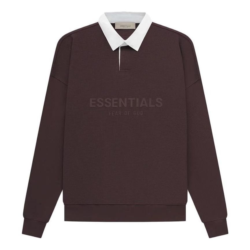 Fear of God Essentials SS23 Waffle Long Sleeve Polo Shirt 'Plum' FOG-SS23-054