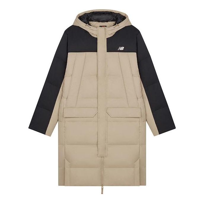 New Balance Winter Long Down Jacket 'Beige Black' AMJ33338-INC