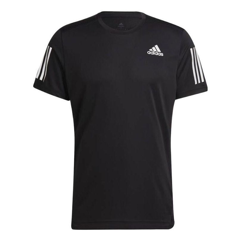 Men's adidas Solid Color Breathable Round Neck Pullover Short Sleeve Black T-Shirt H58591