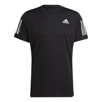 Men's adidas Solid Color Breathable Round Neck Pullover Short Sleeve Black T-Shirt H58591
