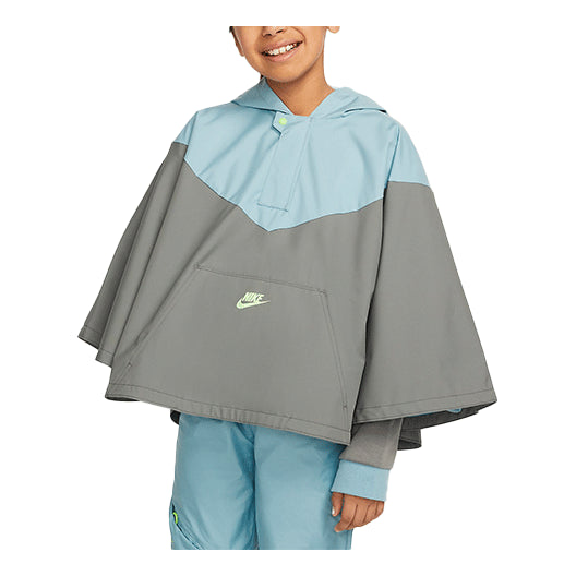 (GS) Nike Sportswear Kids Pack Loose Waterproof Colorblock Hooded Jacket Boy Girls Gray Blue DM8527-494
