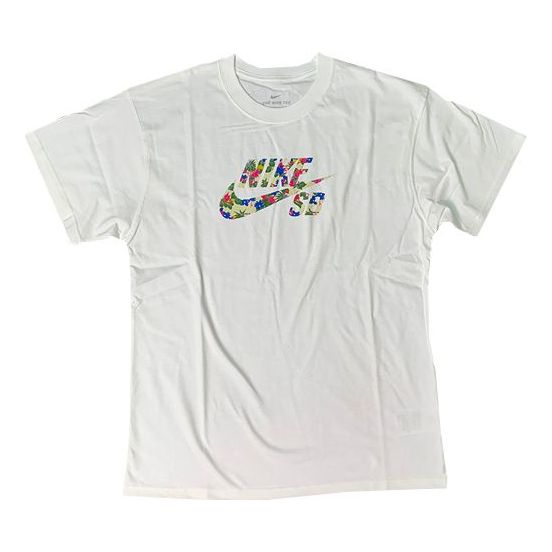 Nike SB Flowers Logo Skateboard Short Sleeve White CU0311-100