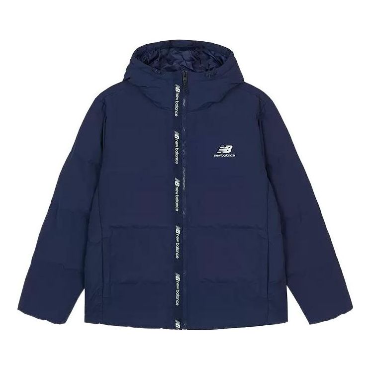 New Balance Logo Print Down Jacket 'Blue Black' AMJ23343-NNY