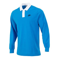 Nike Sportswear Sports Printing Knit Long Sleeves Polo Shirt Blue DD6180-435