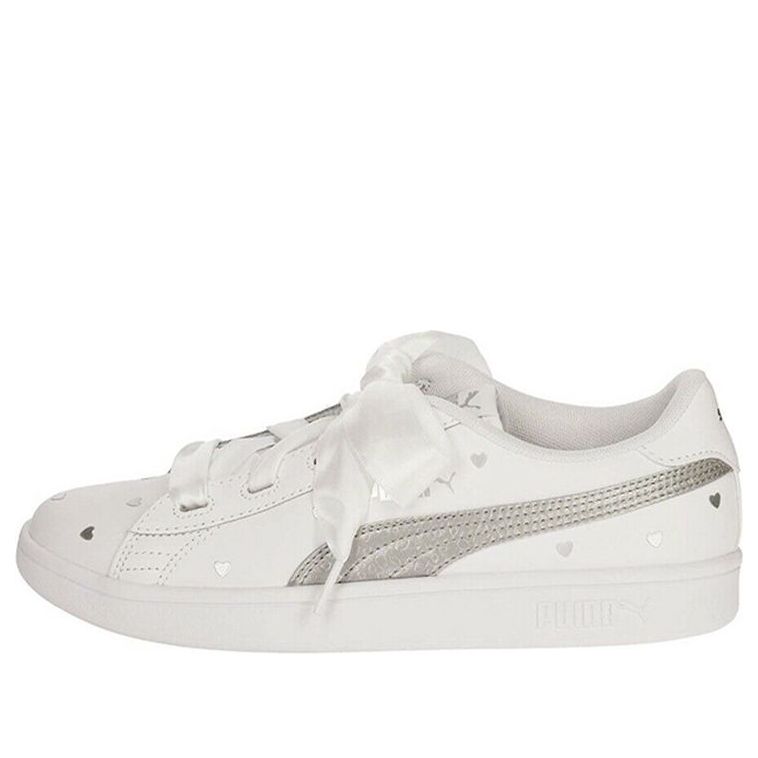 (WMNS) PUMA Smash V2 Ribbon Retro Low Tops Casual Skateboarding Shoes White 370782-02