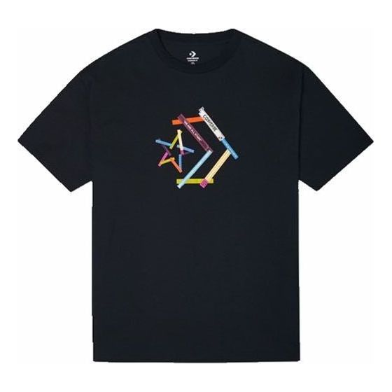 Converse Star Chevron Printing Sports Round Neck Short Sleeve T-Shirt 'Black' 10022774-A02