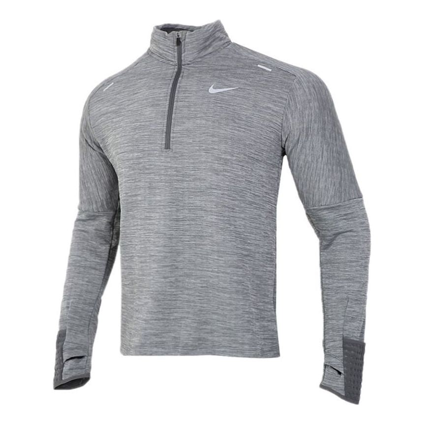 Men's Nike Sphere Dri-FIT Half Zipper Fleece Stay Warm Running Training Long Sleeves Pullover Gray CU6088-068
