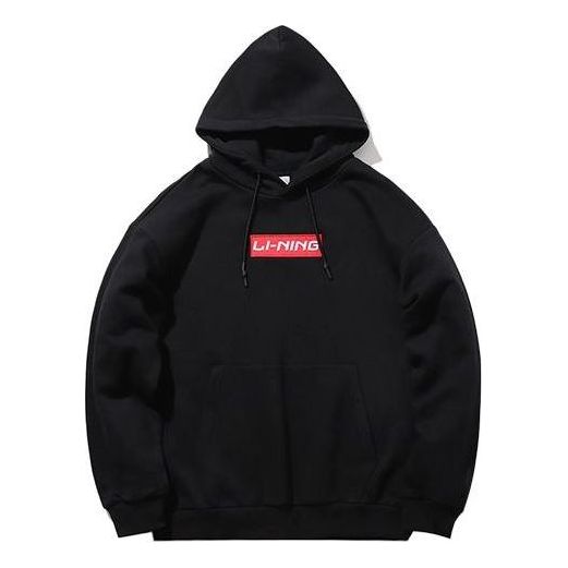 Li-Ning Sports Fashion Series Fleece Lined Stay Warm Loose Hoodie 'Black Red' AWDQD06-7