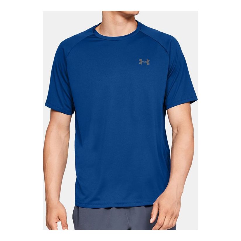 Men's Under Armour Tech 2.0 Short Sleeve Sports Tops Blue 1326413-400
