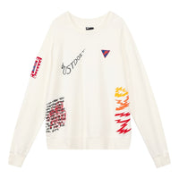Nike Sportswear NSW Reflective Graffiti Printing Round Neck Pullover White CJ5056-133