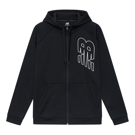 New Balance Men's New Balance Logo Printing Sports Fleece Lined Hooded Jacket Black AMJ13020-BK