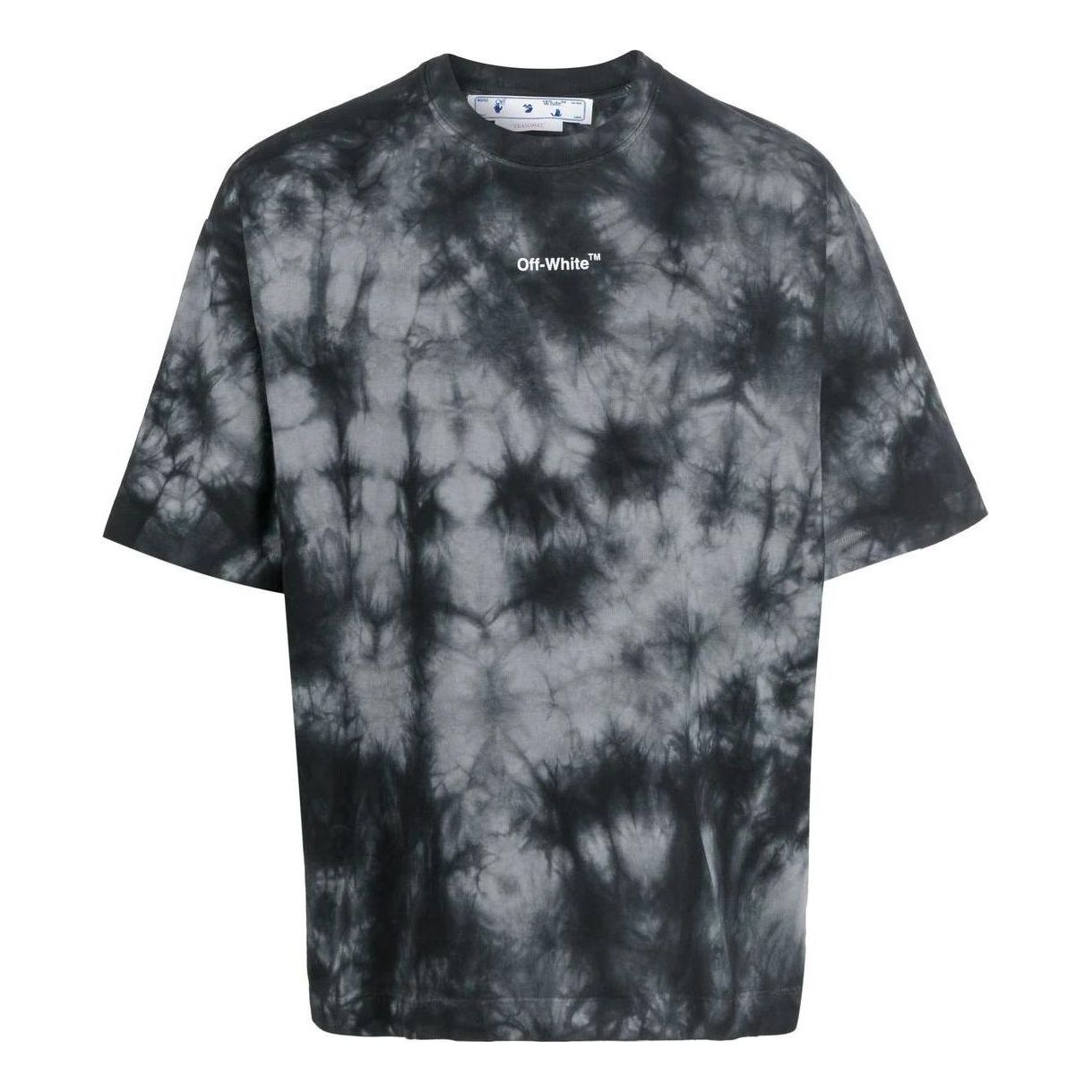 Men's Off-White FW22 Tie Dye Logo Printing Round Neck Short Sleeve Loose Fit Gray T-Shirt OMAA120F22JER0090701