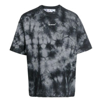 Men's Off-White FW22 Tie Dye Logo Printing Round Neck Short Sleeve Loose Fit Gray T-Shirt OMAA120F22JER0090701