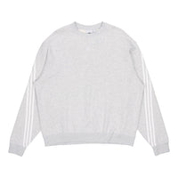 Men's adidas originals Side Stripe Loose Round Neck Pullover Gray FM1520