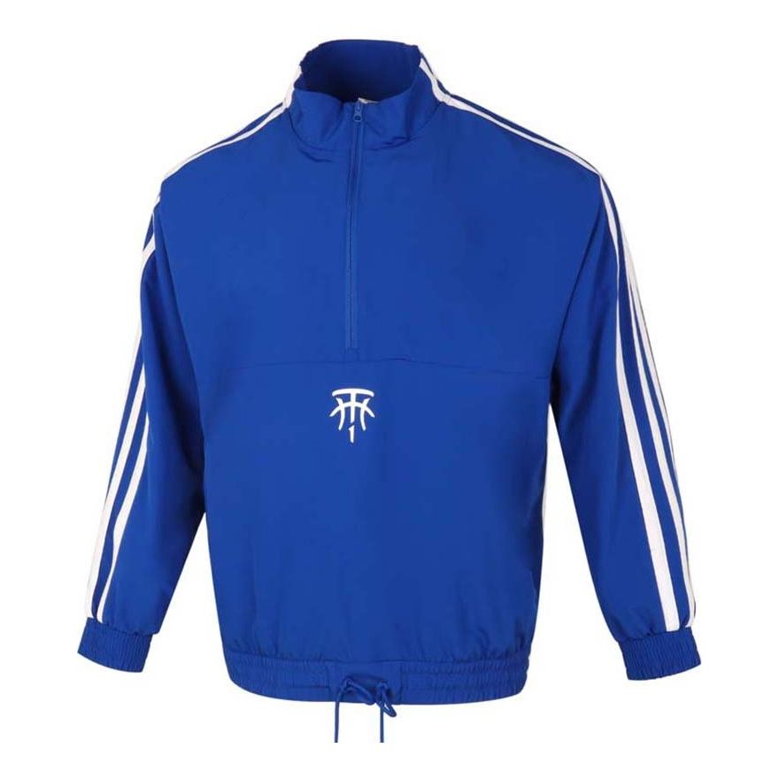 adidas T-MAC Classic Stripes Logo Half-Zipped Sports Jacket Men's Blue GH6689