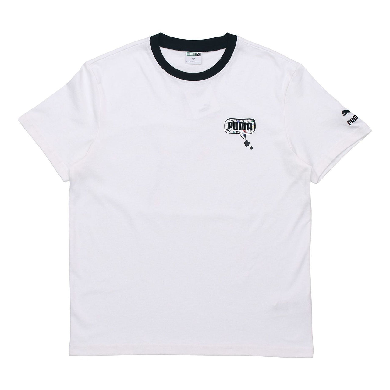 PUMA Awareness Logo Embroidered Sports Loose Round Neck Short Sleeve White 532034-02