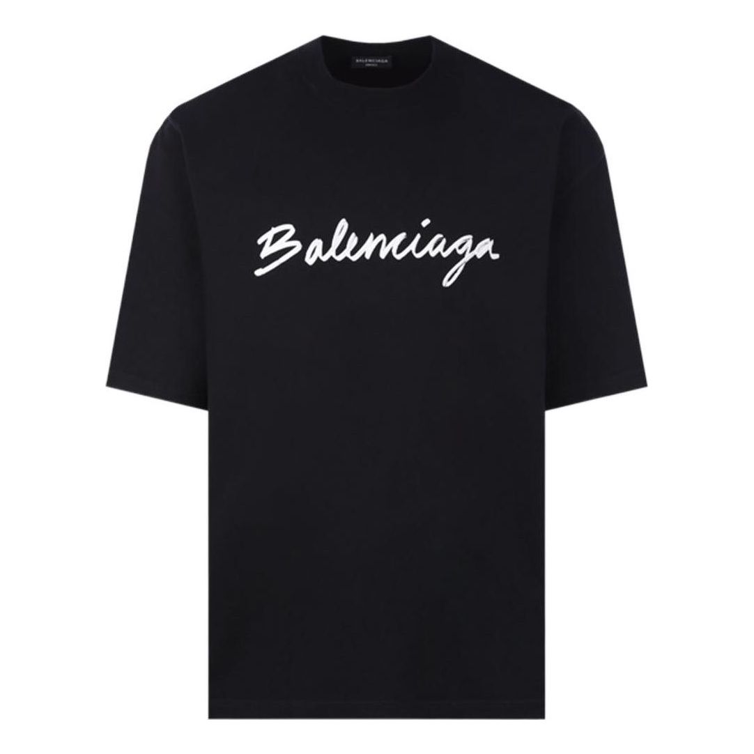 Balenciaga Script Logo T-shirt 'Black White' 612966TMVB41070