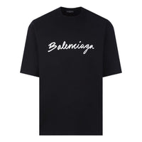 Balenciaga Script Logo T-shirt 'Black White' 612966TMVB41070