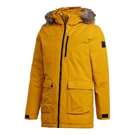 adidas Xploric Windproof Casual Sports Hooded Down Jacket Men's Yellow GK3551