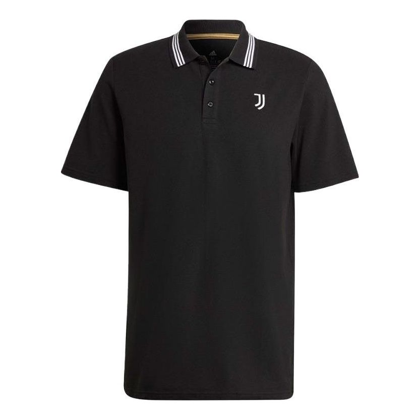adidas Printing lapel Short Sleeve Polo Shirt Black HB6015