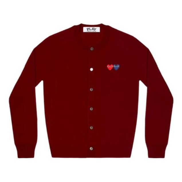 (WMNS) COMME des GARCONS PLAY Cardigan Double Emblem 'Burgundy' AZ-N057-051-4