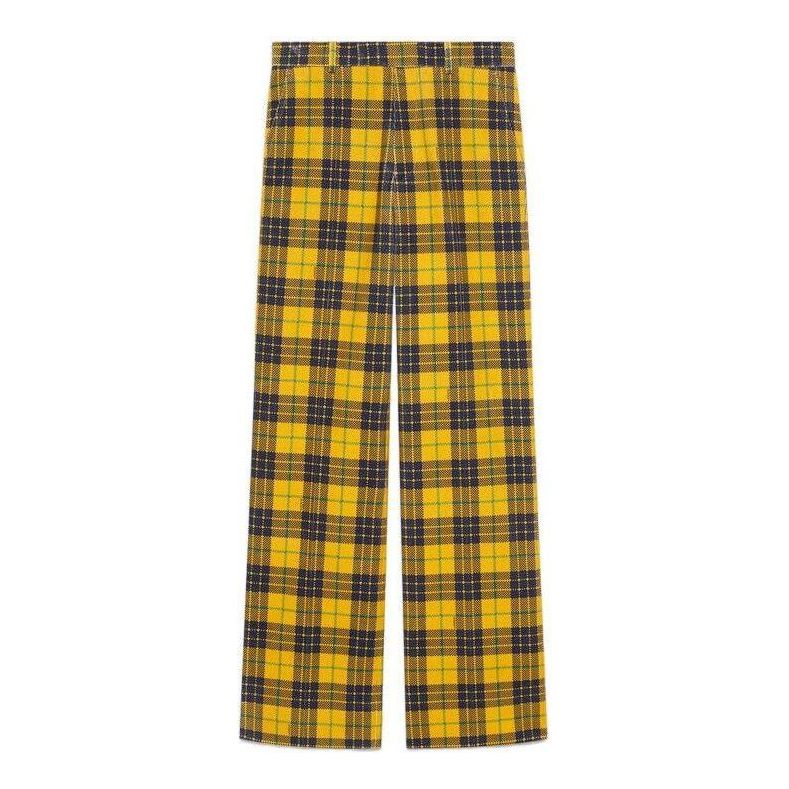 Gucci Straight-Leg Checked Tartan Cotton Pant 'Yellow Blue' 714622-ZAKSH-7088