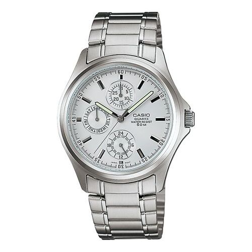 Men's CASIO STANDARD Series Retro Watch White Mens Silver Analog MTP-1246D-7A