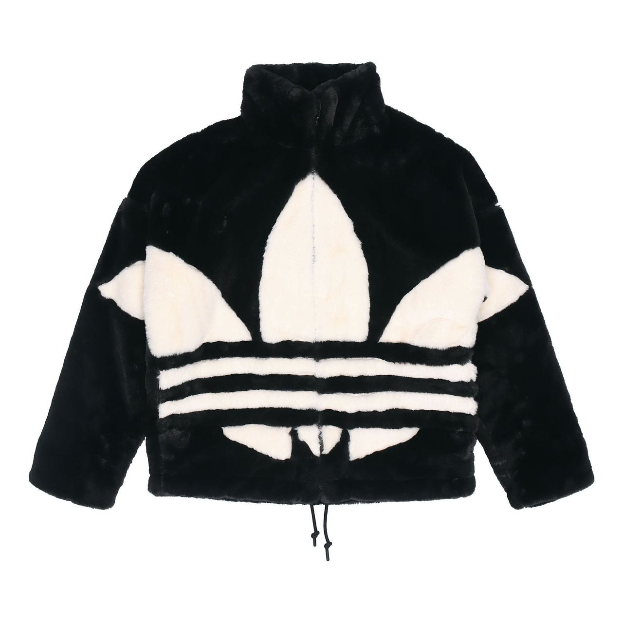 Men's adidas originals Contrasting Colors Large Logo Loose Stand Collar Sports Jacket Black HC0323