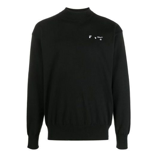 Off-White SS21 Logo Embroidered Pattern Knit Version Black OMHF024S21KNI0011001