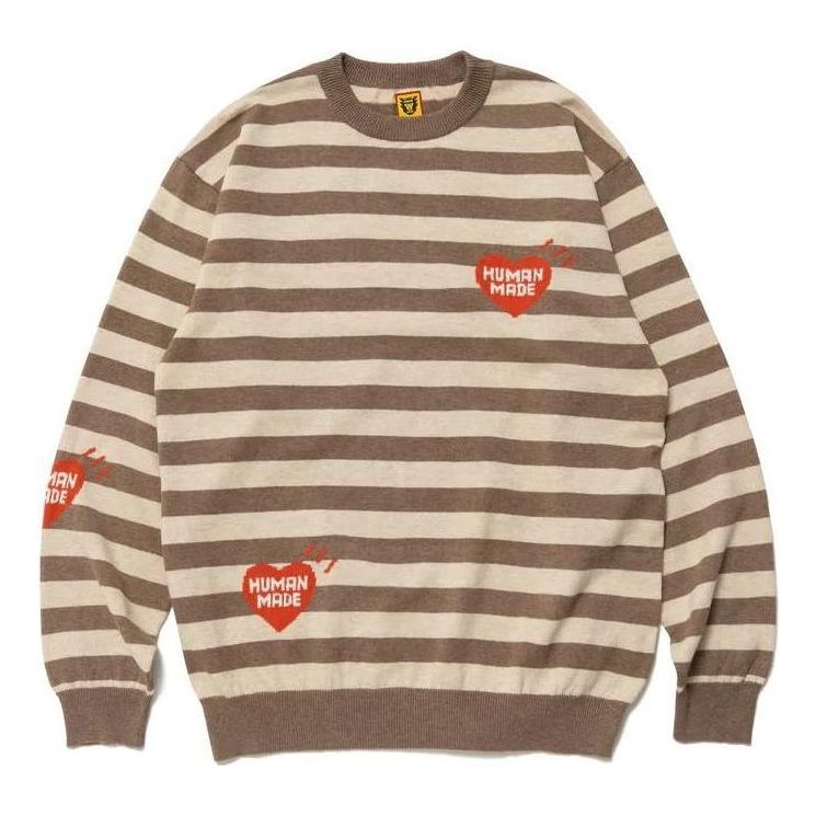 HUMAN MADE Striped Long Sleeve Knit Sweater 'Beige' HM24CS033
