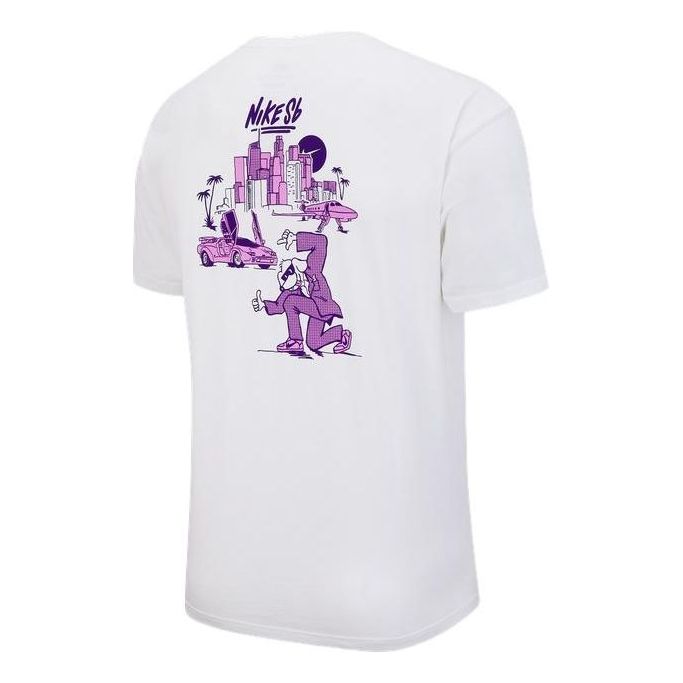 Men's Nike City Cartoon Printing Round Neck Short Sleeve White T-Shirt DJ3841-100