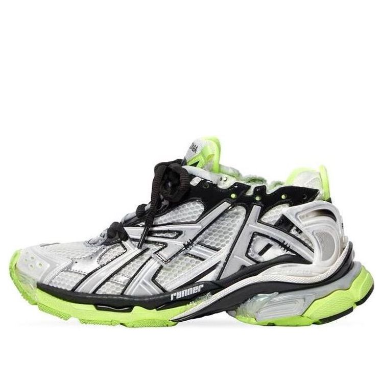 Balenciaga Runner Sneakers 'White Black and Neon Yellow Mesh and Nylon' 677403W3RBP1093
