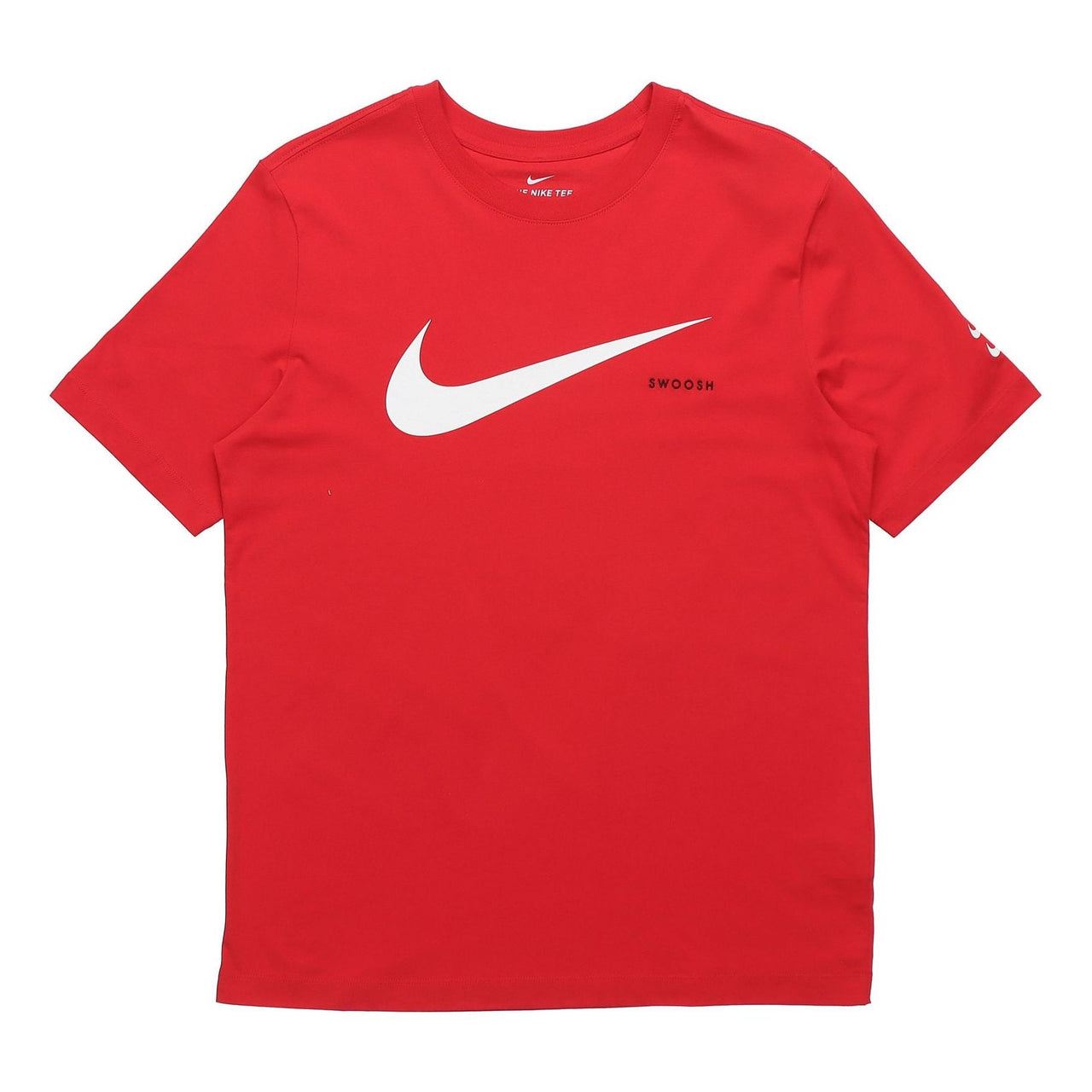 Nike Swoosh Logo Printing Knit Round Neck Short Sleeve Red DB5858-657