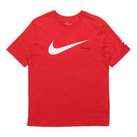 Nike Swoosh Logo Printing Knit Round Neck Short Sleeve Red DB5858-657