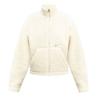 (WMNS) Nike Logo Fleece Stand Collar Stay Warm Short Jacket White CU6639-238