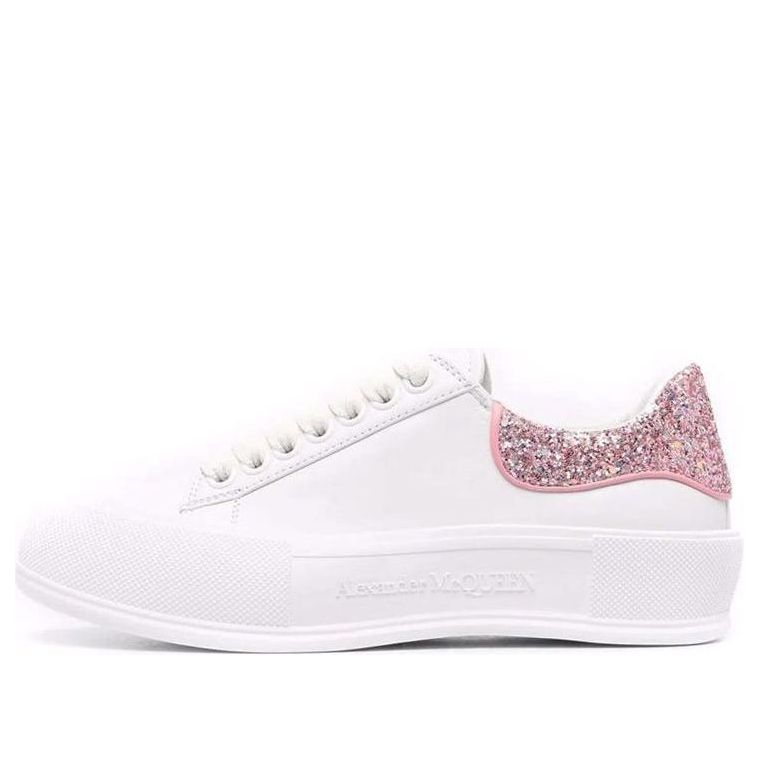 (WMNS) Alexander McQueen Deck Plimsoll 'White Rose Pink Glitter' 676686WIABJ9477