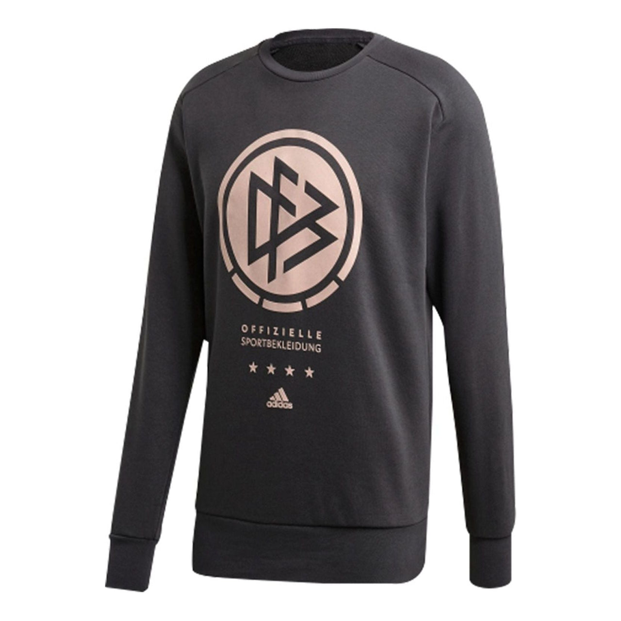 Men's adidas Dfb Ssp Cr Swt Germany National Team Large Logo Round Neck Long Sleeves Black FI1470